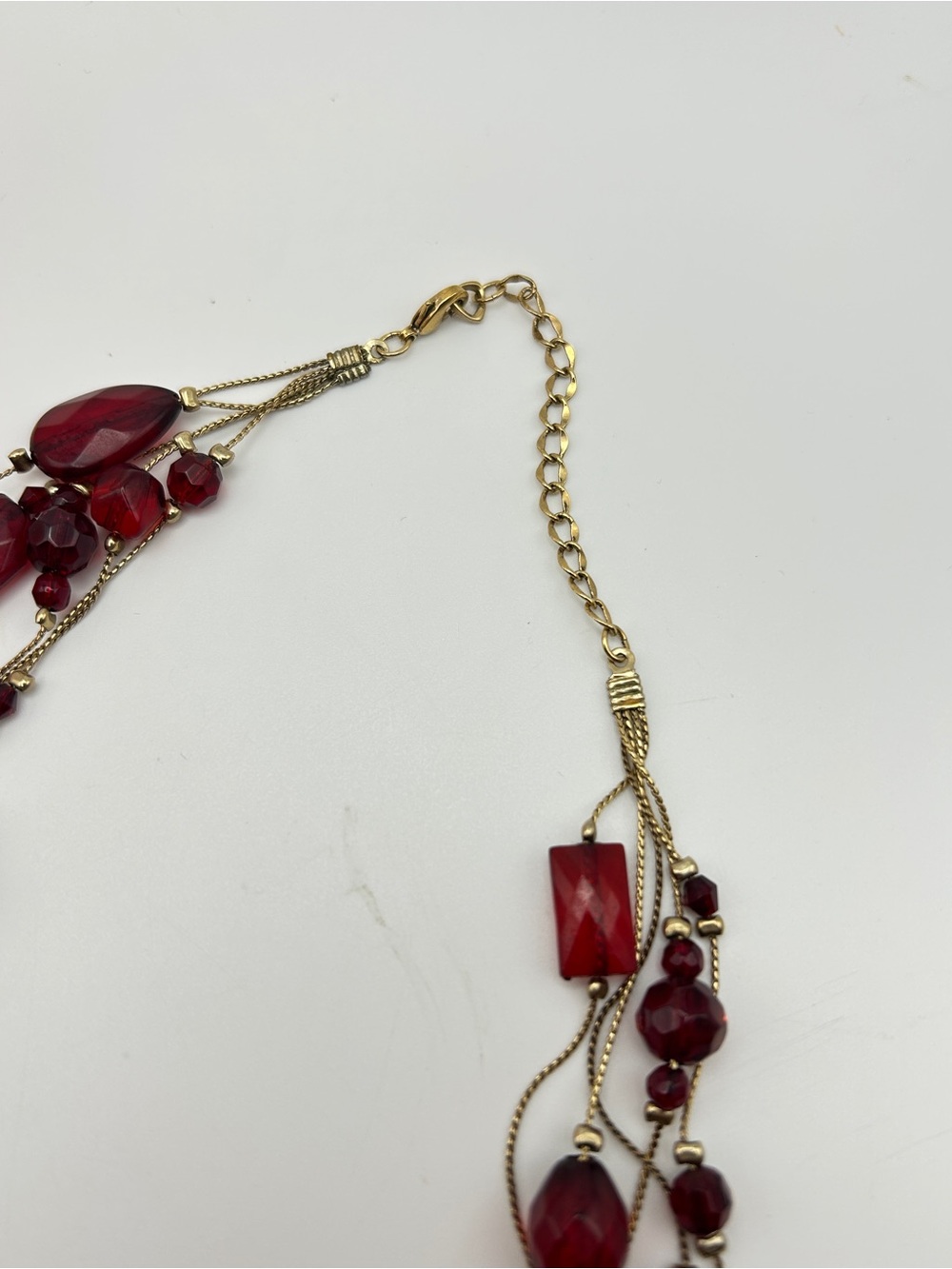 Ruby Red Multi Strand Statement Necklace - Picture 3 of 6